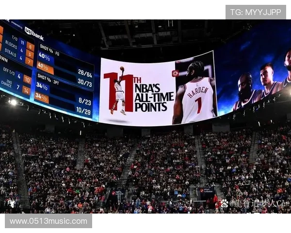 哈登半场表现抢眼却难阻球队落后正负值惨淡显示困境